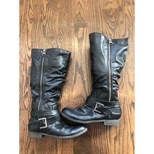 Material Girl Black Leather Boots